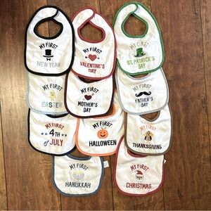 Set of 11 Holiday Baby Bibs